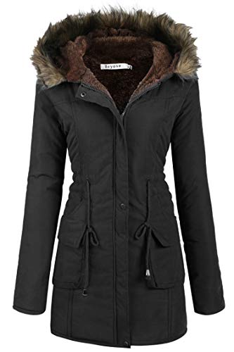 Beyove Womens Military Hooded Warm Winter Faux Fur Lined Parkas Anroaks Long Coats