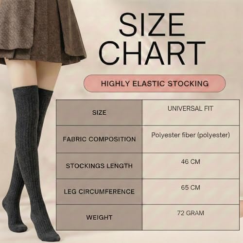 Image of Kraptick Women's Ribbed Thigh High Socks - Soft Stretchable Knit Over the Knee Socks for Winter, Casual & Layered Wear