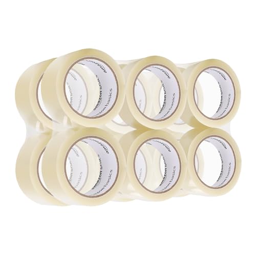 Amazon Basics Cinta de embalaje, juego de 12 rollos, 0.07 mm de