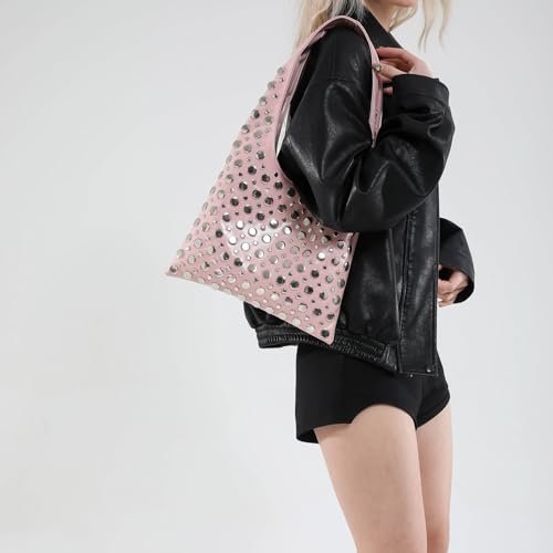 Studded Purses Y2K 90s Hobo Bags Trendy Shoulder Punk Handbag Soft Faux Leather Underarm Satchels Tote Handbags2
