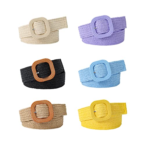 Vintage Straw Braided Wide Belt For Women Colorful Buckle Ladies Dress Belt Fashion Female Strap Accessories2