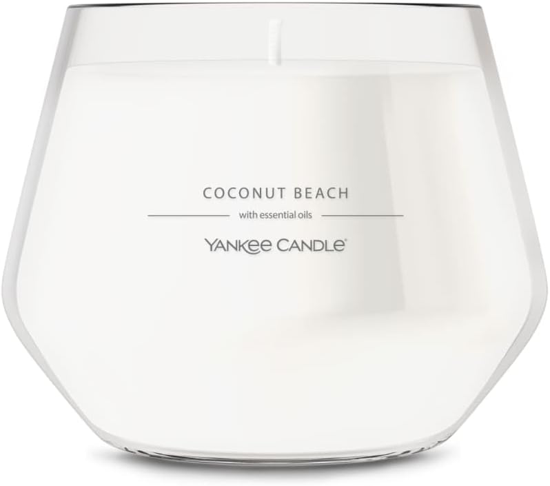 Yankee Candle Studio Scented Candle with up to 50 Hour Burn Time, Premium Plant Wax Blend for Consistent Burn, 10 oz Jar Candle with Room Filling Fragrance, Coconut Beach (Pack of 1)