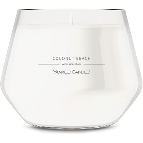 Yankee Candle Studio Scented Candle with up to 50 Hour Burn Time, Premium Plant Wax Blend for Consistent Burn, 10 oz Jar Candle with Room Filling Fragrance, Coconut Beach