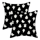 AGAYNA Halloween Pillow Covers 22x22 Black and White Ghosts Decor Throw Pillows Case for Couch Halloween Indoor Outdoor Decorative Cushion Cases for Sofa Bed Car Decorations Set of 2