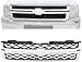 KUAFU Front Bumper Grill Compatible with 2011-2014 Chevy Chevrolet Silverado GMC Sierra 2500 3500 HD 20966058 GM1200639 Bumper Hood Grille Chrome