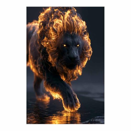 Toile animaux lions sauvages flamboyants 70x100cm multicolore sans cadre