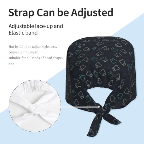 Image of Surgical Caps Men Women, Scrub Cap with Sweatband Adjustable | Tie Back Nurse Cap, Nursing Breathable Working Hat, Scrub Cap, Medical Hats
