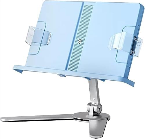Book Stand for Reading, Cookbook Holder Stand, Book Stand for Reading Adjustable Height, Laptop Stand for Desk, Tablet, Ereader Stand, Recipe Holder (Color : Blue) (Silver) (Blue)