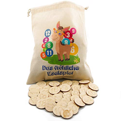 Preisvergleich Produktbild LyVe Eselspiel 121 Teile - Holz + Stoffbeutel - Handarbeit 2-6 Spieler - Familienspiel - Partyspiel - Legespiel - XXL