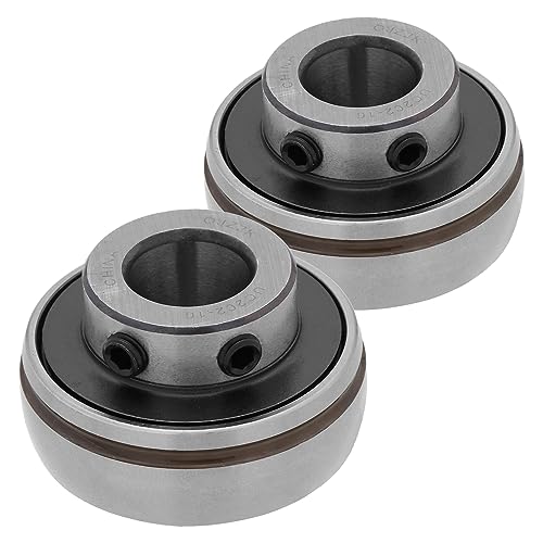 [2-Pack] UC202-10 - Insert Bearing - 5/8 in Bore - 1.85 in Outer Diameter - 1.22 in Width - Set Screw Locking, Contact Seals, Relubricable