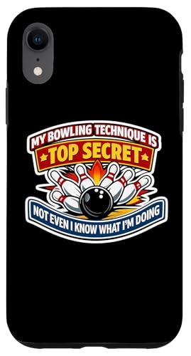My Bowling Technique Even I Don't Know Funny Mens Joke Citation Coque pour iPhone XR