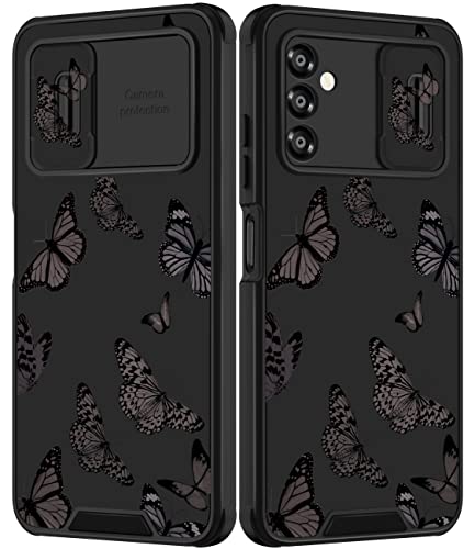 Funnysoul For Samsung Galaxy A13 5G Case Butterfly For Women Girls Cute Girly Phone Cover Fashion Black Butterflies Unique Design With Slide Camera Cover Aesthetic Teens Cases For Galaxy A13 6.5'' #TOP7