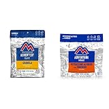 Mountain House Granola with Milk & Blueberries + Mountain House Fettuccine Alfredo with Chicken | Freeze Dried Backpacking & Camping Food Bundles | 2 Servings Each