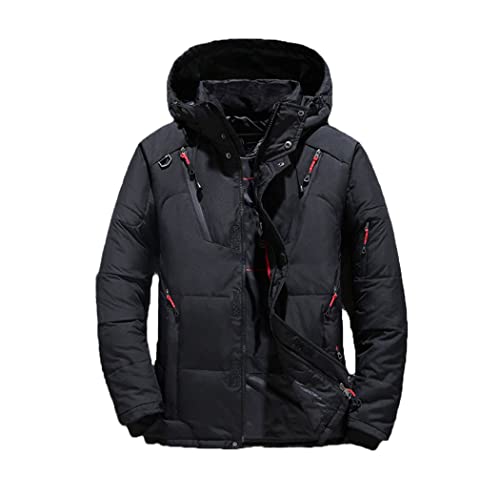 Doudoune homme à capuche pour affronter l'hiver YIOLEAMP manteau court noir M
