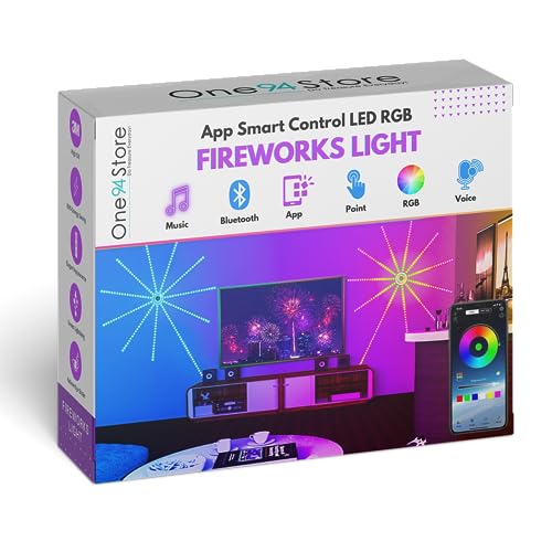 Image of One94Store Smart App Remote Control Firework LED Strip Light Firework Launch Effect Music /Mic Sync RGB Color Changing LED Strip Light for Bedroom, Party, Festival Decoration(5V, USB Powered)