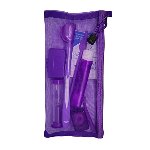 Net Bag Portable Orthodontic Care Kit Orthodontic Toothbrush Kit For Orthodontic Patient For Braces Travel Oral Care Kit Dental Travel Kit Interdental Brush Dental Wax Dental Floss (8 Pcs/Pack)-Purple #TOP6