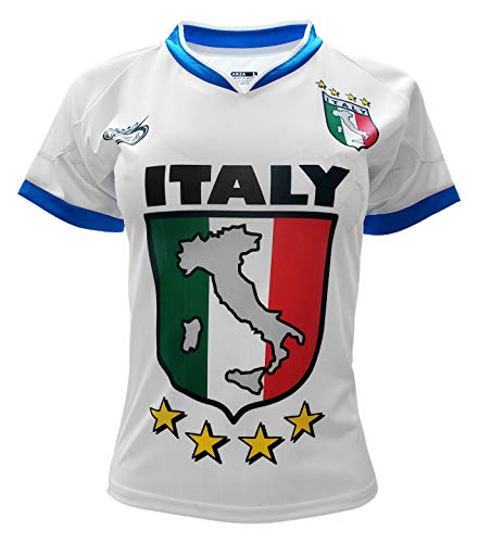 ARZA Italia Women Soccer Jersey 100% Polyester Color Blue and White. (Small, White)