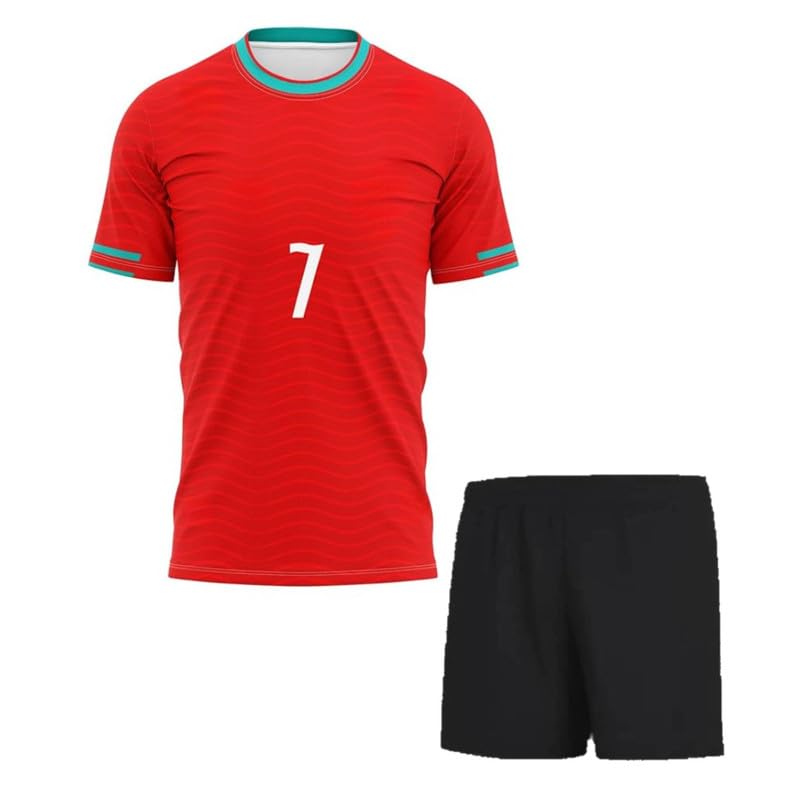 Image of Portugal Jersey Ronaldo 7 Jersey with Shorts for (Kids,Boys,Men)