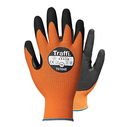 Guantes de nitrilo Traffi TG3240 Microdex anticorte nivel B color ámbar (paquete de 10 unidades)