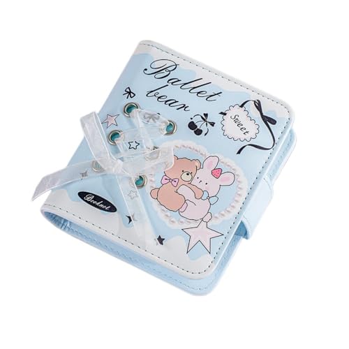 Effonek 美しい英国製ストラップスタイルのスクエア型カードブック。高価値セレブカード収納ブック。ポラロイド写真アルバム、記念アルバム、内側20ページ。バレエストラップバインダー。 (ルーズリーフノート,ブルー)