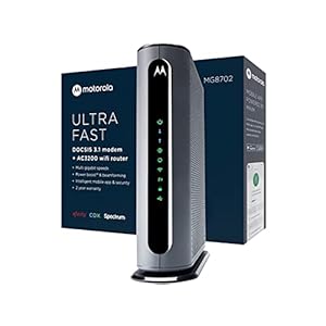 Motorola MG8702 | DOCSIS 3.1 Cable Modem + Wi-Fi Router (High Speed Combo) with Intelligent Power Boost | AC3200 Wi-Fi…
