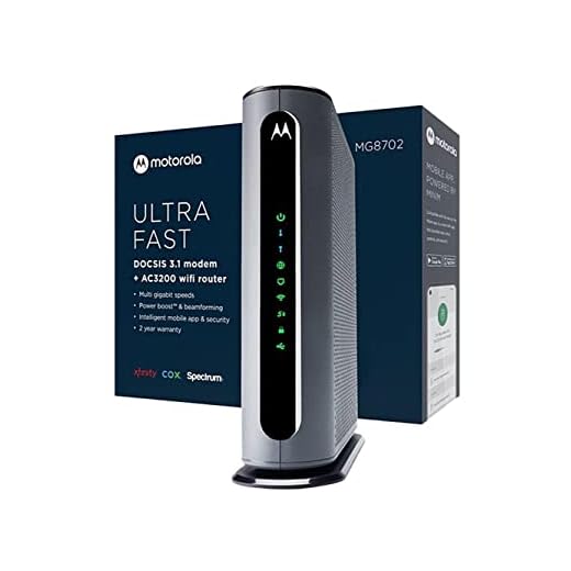 Motorola MG8702 | DOCSIS 3.1 Cable Modem + Wi-Fi Router (High Speed Combo) with Intelligent Power Boost | AC3200 Wi-Fi Speed | Approved for Comcast Xfinity, Cox, and Charter Spectrum