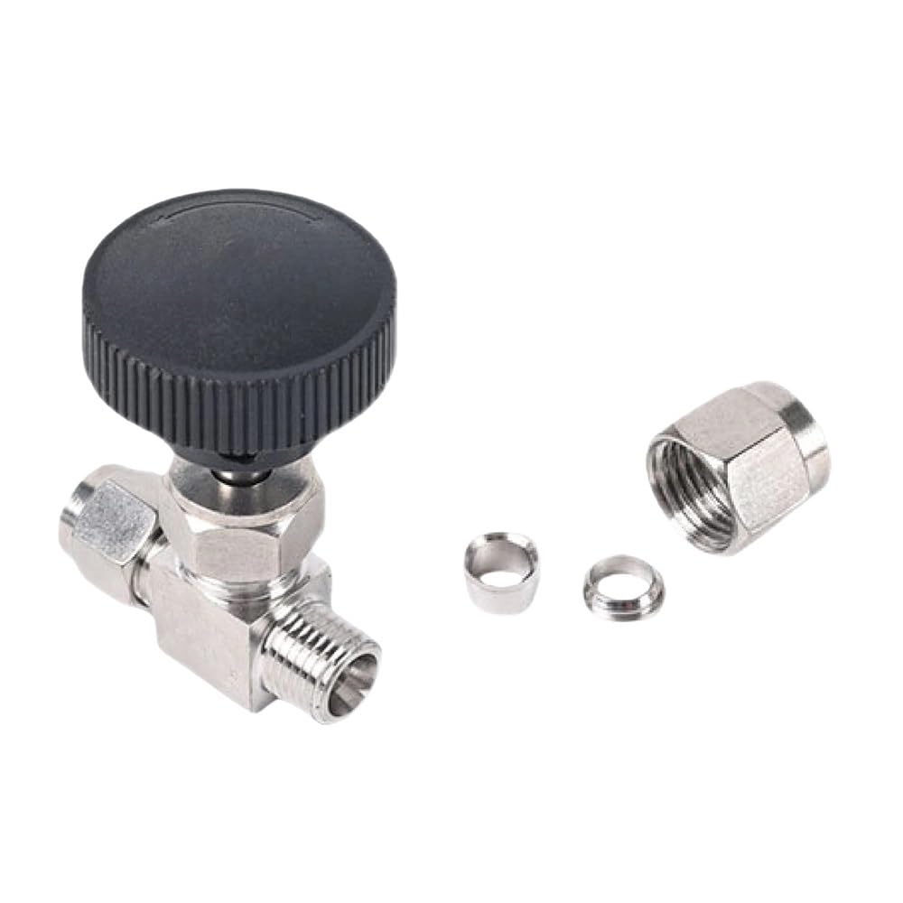 Yjqhody One Color Flow Control Needle Valve Stainless Steel Adjustable Needle Valve, Reusable Design Ss304 Compression Flow Control 1Piece(1/2Inch)
