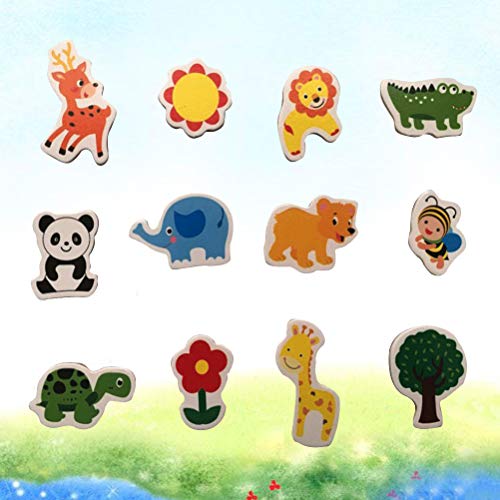 Ímã de geladeira de animais de desenho AMOSFUN criativo, fofo, engraçado, de madeira para decoração