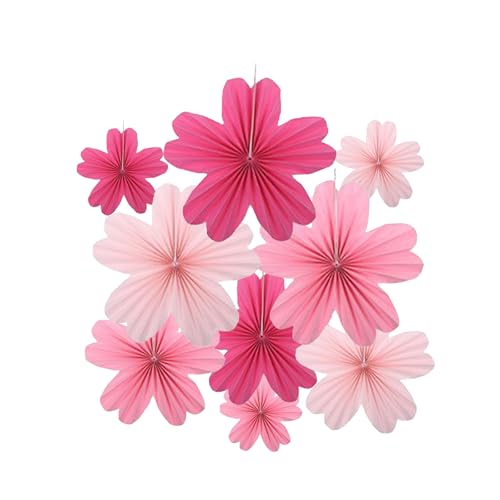 9 PCS Paper Fan Decorations Hanging, Paper Decorations Hanging for Party, Wedding, Festival, Baby Shower, Tea Party, Wall Decor, 35/25/20 cm Floral Design