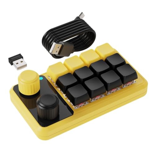 Almohadilla macro inalámbrica de 12 teclas con dos perillas de control para jugadores y creadores