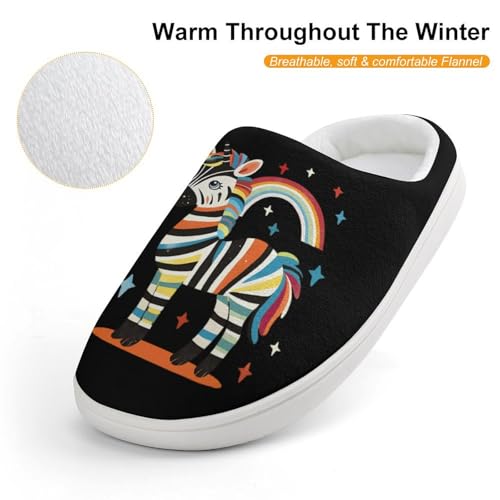 Rainbow Zebra Cute Cotton Slippers Anti-slip House Shoes Funny Slipper Indoor Outdoor4