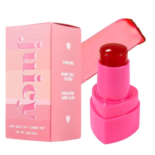 Jelly Blush Stick, Blushers for Cheeks Make Up, Pink Blusher Liquid Blush, Lip and Cheek Tint, Long Lasting Highly Pigmented Natural Korean Makeup for Women, Suitable for All Skin Tones