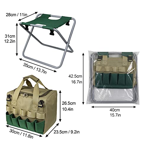 Bolsa de jardinagem com banqueta dobrável bolsa de armazenamento de ferramentas manuais kit de ferra