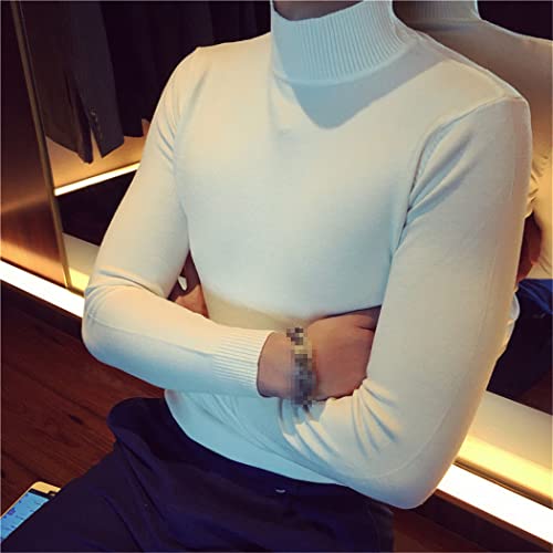 Pull col roulé homme blanc décontracté en coton - Idéal pour le style casual d'automne - 2