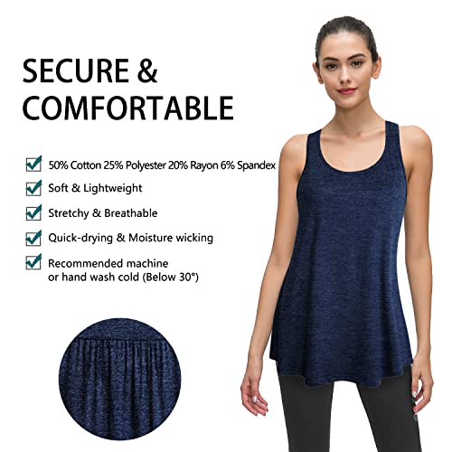 Image of Cestyle Womens Sleeveless Scoop Neck Flowy Loose Fit Workout Shirts Racerback Long Tank Tops