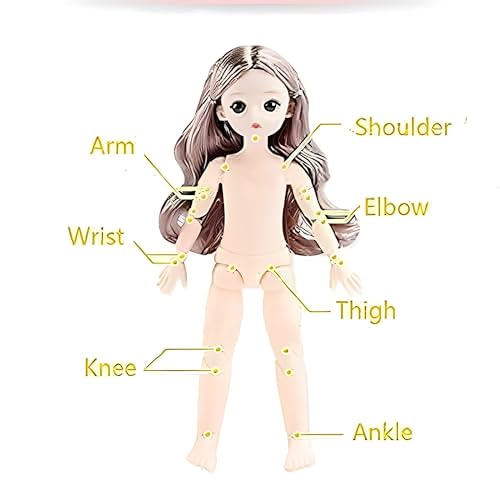 Image of Tickles Movable Joints Cute Beautiful Eyes Fashionable Dress Doll for Kids Girls (Color: Orange & Black Size: 30 cm)