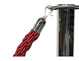 Absperrband für Personenleitsysteme, Absperrkordel Rot mit Chrome Karabinenhaken - Länge 150 cm, Absperrseil für Absperrsysteme