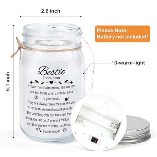 Image of Bestie Gifts for Women Friendship, Mason Jar Night Light,Gifts for Friends Female,Best Gifts Friend Gifts for Women Birthday,BFF Soul Sister Work Bestie Gifts for Thankgiving Gifts