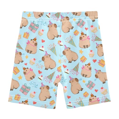Cute Capybara Birthday Party Girls Shorts Elastic Waist Sports Shorts Girls Leggings Pants for 4-10 Years2