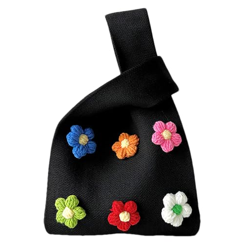 Bolso tote pequeño de ganchillo para mujer, bolso de muñeca tejido a mano, bolso tipo funda con nudo miniatura 1