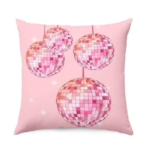 THDSE Pink Disco Ball Pillow Cover Retro Y2K Room Decor for Girls