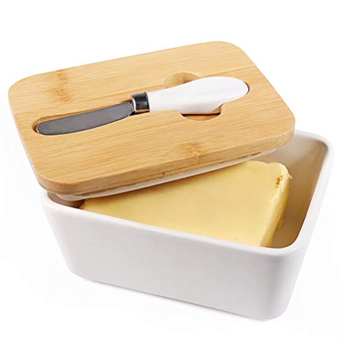 77L Butter Dish with Knife, Ceramic Butter Dish Perfect for 2 Sticks of