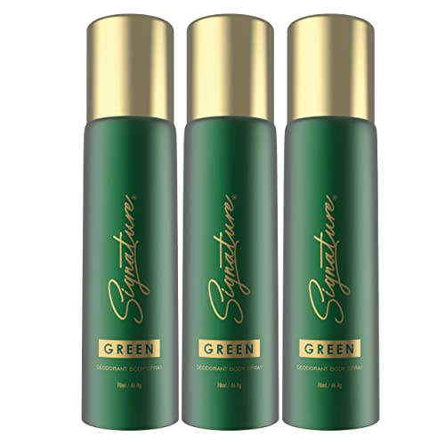 Image of Signature Deodorant Body Spray - Green | Floral Amber Scent | Long Lasting Fragrance | Fights Body Odour | Skin Friendly Deo | Everyday Use | For Men, Women (Unisex) | Pack of 3 (70ml x 3)