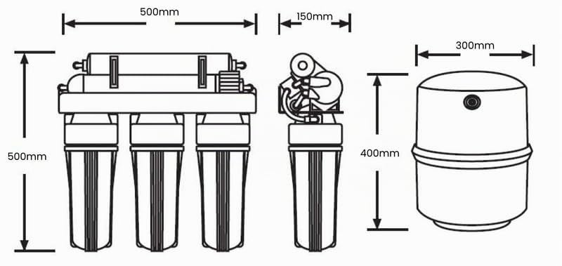 Genius One, Equipo de Osmosis Inversa - Kit para Osmosis de 5 Etapas - Capacidad para 5 L - Incluye Membrana Vontron de 50GPD y Filtros