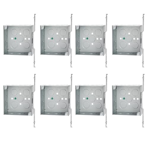 Patioer 4 Inch Square Metal Electrical Box with TS Bracket, 2-1/8" Deep, Welded Galvanized Steel Stud Mount Junction Box, 8 Pack by Patioer - Used condition - US$31.34