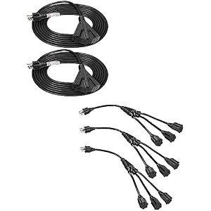 DEWENWILS Extension Cord Multiple Outlet Weatherproof+ DEWENWILS 18 Inch 1 to 3 Light Extension Cord Splitter