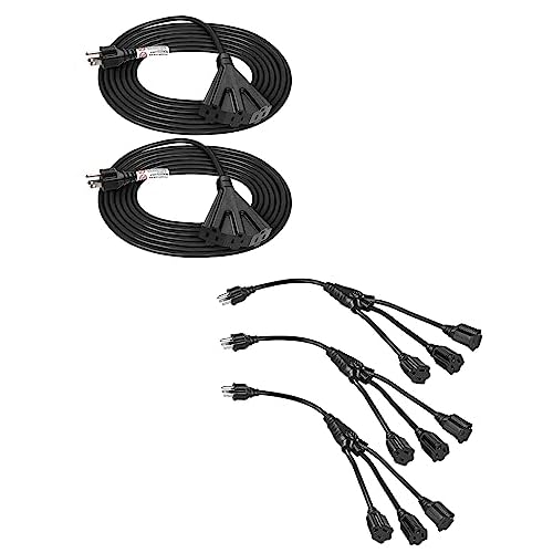 DEWENWILS Extension Cord Multiple Outlet Weatherproof+ DEWENWILS 18 Inch 1 to 3 Light Extension Cord Splitter