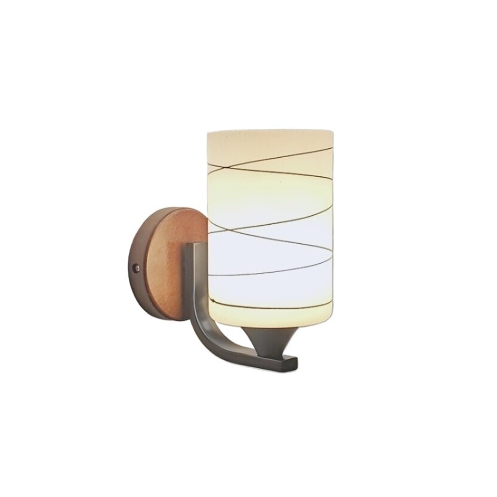 Sypialnia Wood Base Iron Wall Sconce Cylindrical Frosted Glass Lamp