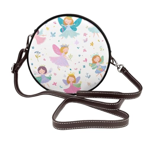 Sac à bandoulière rond Fairy Flower en cuir vegan aux finitions premium