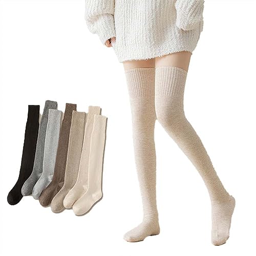Warm Wool Over Knee Socks for Women, Compression Leg Warmer with Socks Boot Stockings Knee High Thigh High Socks for Skiing